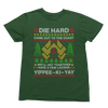 Grey t-shirt with Die Hard Christmas Jumper & - Yippee Ki-Yay Parody front view