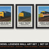 Diesel Legends Wall Art Set | Set of 3 Train Prints: Deltic, Class 37, InterCity 125