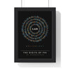 Digits of Phi print framed in a black frame, ready to hang