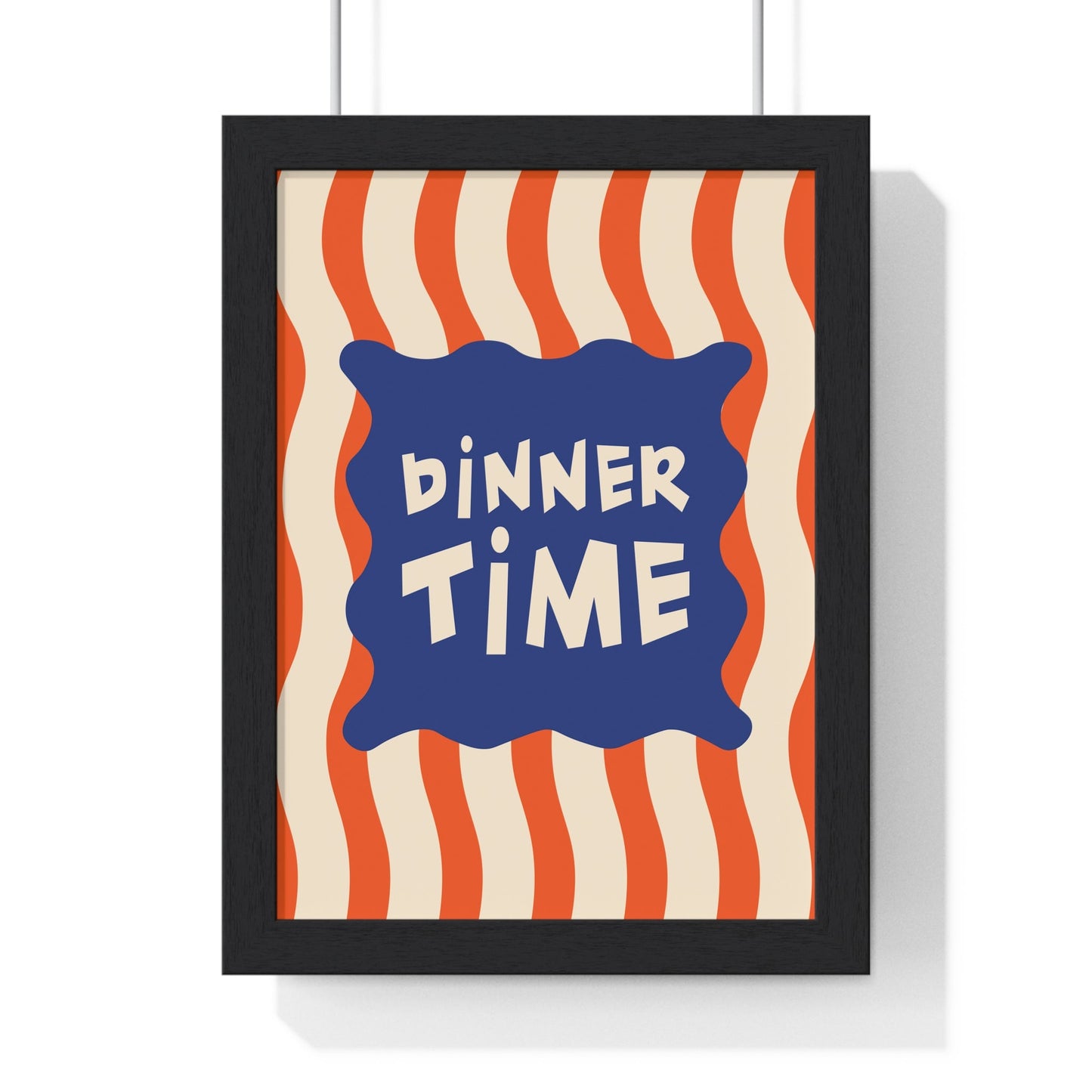 Framed Dinner Time Kitchen Print - Retro Typography print wall display