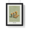 Dippy Eggs and Soldiers Print framed in a black frame, ready to hang