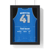 Dirk Nowitzki 2011 NBA Finals Poster - Dallas Mavericks 41 Championship Jersey Print framed in a black frame, ready to hang