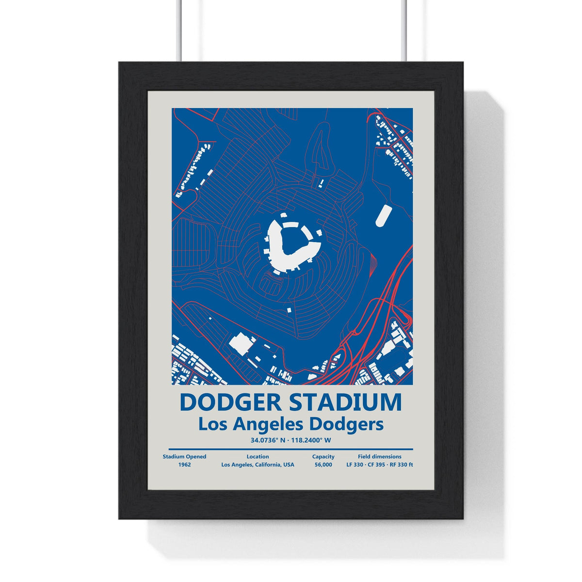 Dodger Stadium Los Angeles Dodgers MLB Stadium Map Print