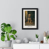 Dog Waiting at the Door Print framed on a living room wall