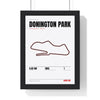 Donington Park Circuit print White framed in a black frame, ready to hang