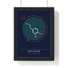 Dopamine Molecule print framed in a black frame, ready to hang