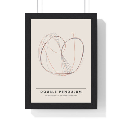 Double Pendulum Chaos print framed in a black frame, ready to hang
