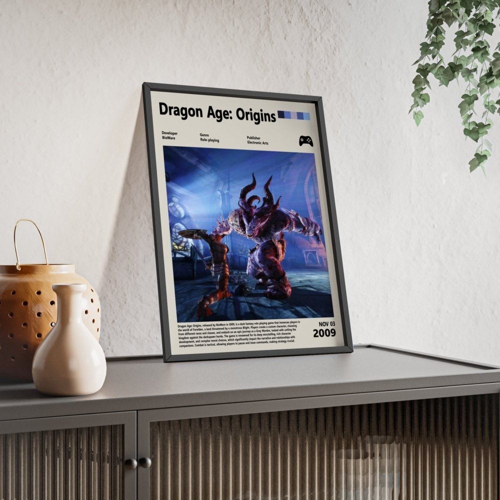 Dragon Age Origins 2009 PC - Video Game Info minimalist Poster - Poster Kingz - A5 (unframed) - 