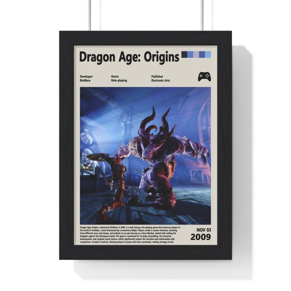 Dragon Age Origins 2009 PC - Video Game Info minimalist Poster - Poster Kingz - A5 (unframed) - 