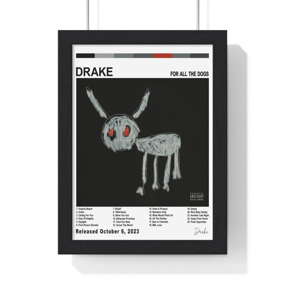 Drake Album Collection Poster - Poster Kingz - A5 (unframed) - For All The Dogs - White