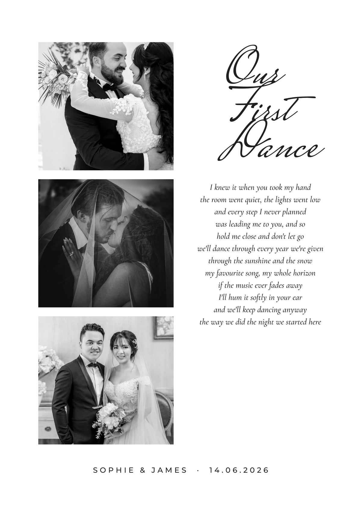 Personalised First Dance Lyrics Print - design detail
