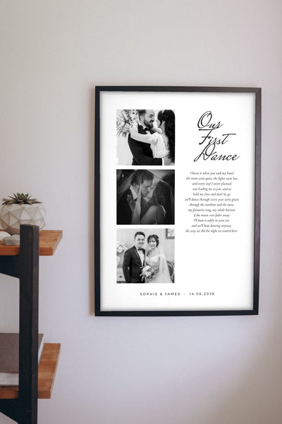Personalised First Dance Lyrics Print - Lifestyle - hanging on a living room wall