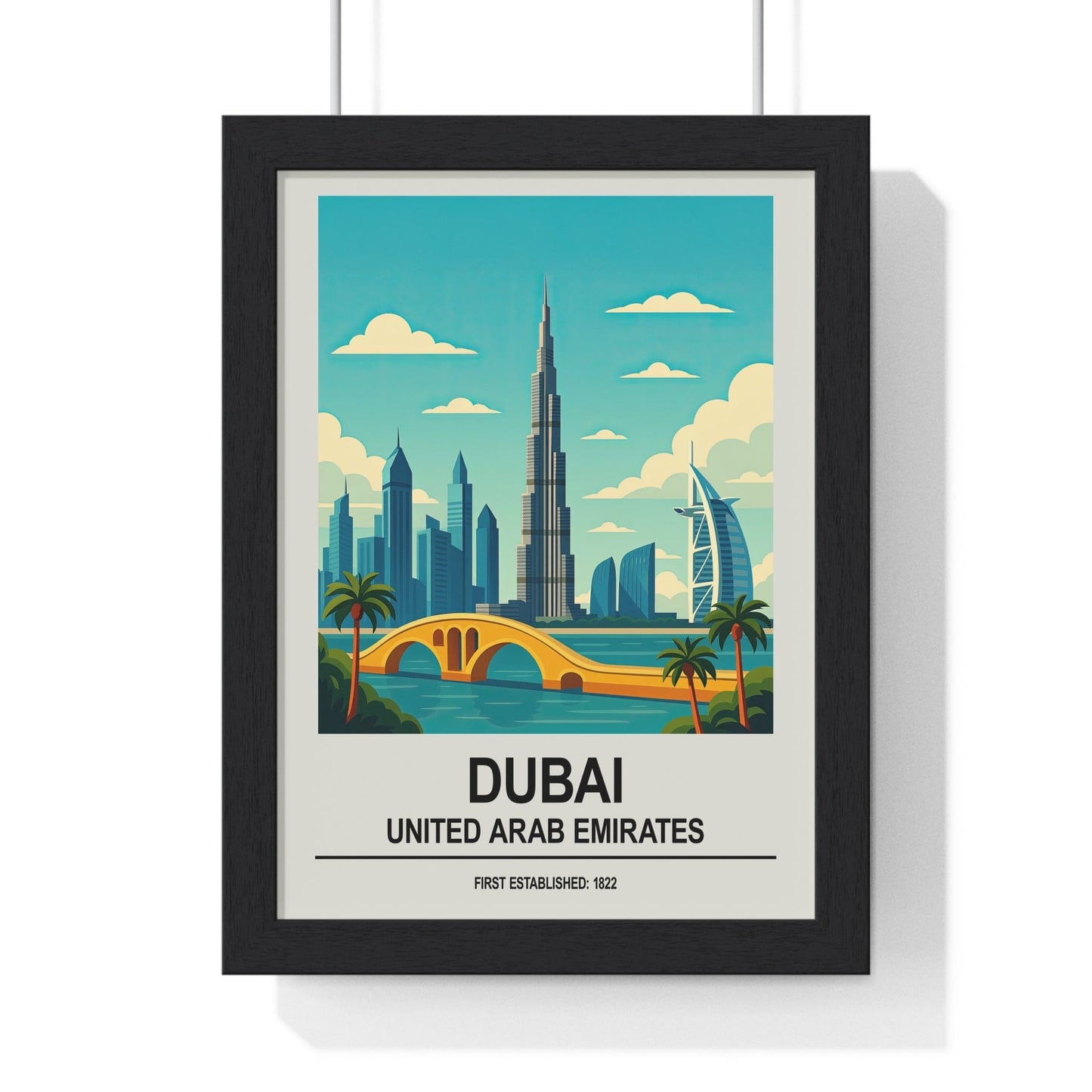 Framed Dubai Skyline travel poster