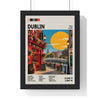 Dublin Mid Century Travel print framed in a black frame, ready to hang