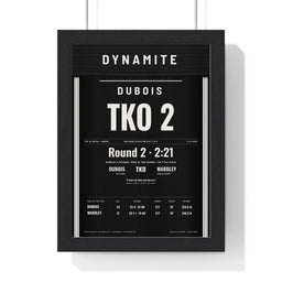 Dubois v Wardley 2026 Boxing Poster - Daniel Dubois TKO 2 O2 Arena Heavyweight Print framed in a black frame, ready to hang