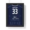 Dundee FC Derby 2016 Poster - Craig Wighton 33 Dens Park Winner Shirt Print framed in a black frame, ready to hang