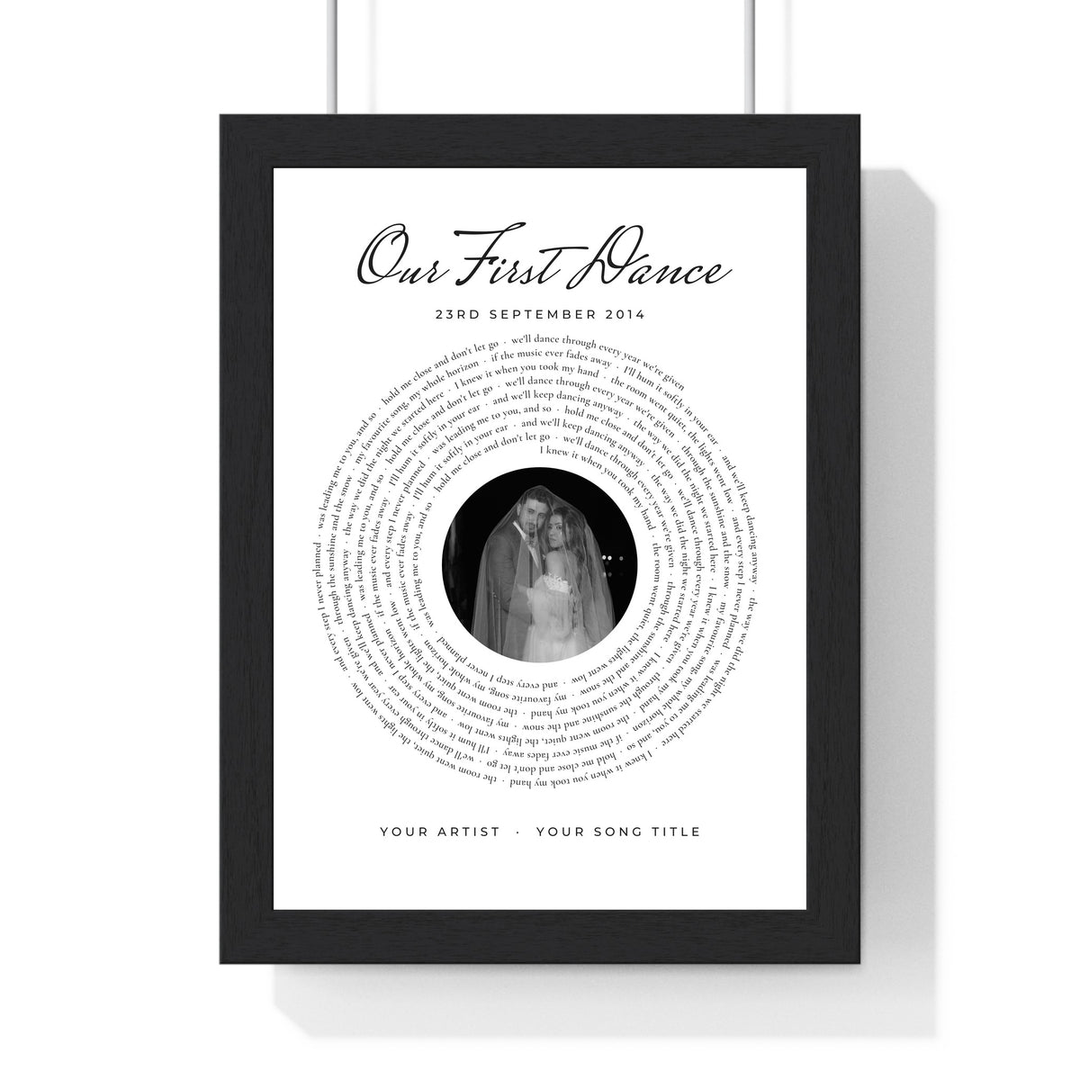 Personalised First Dance Spiral Lyrics Print - framed print