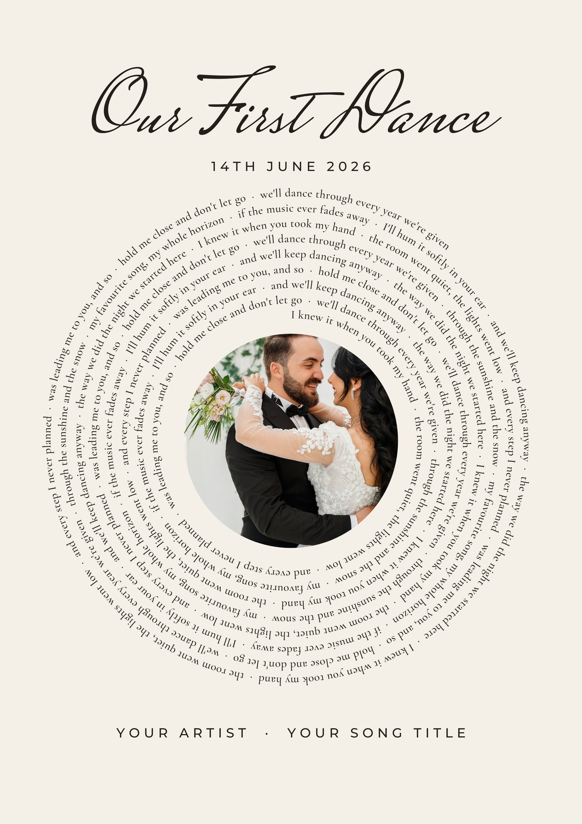 Personalised First Dance Spiral Lyrics Print - second design