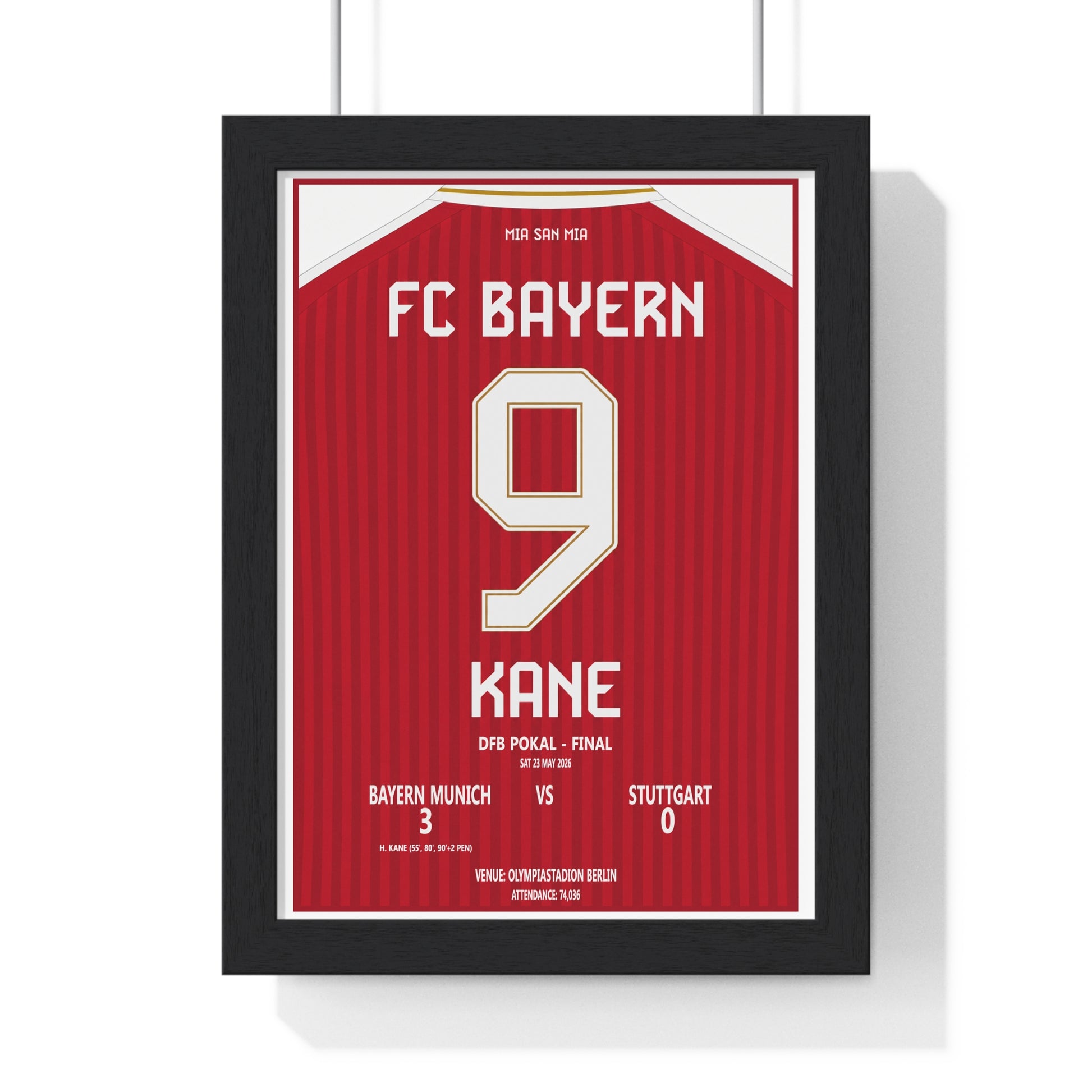 Bayern Munich DFB Pokal Final 2026 Kane 9 framed football poster