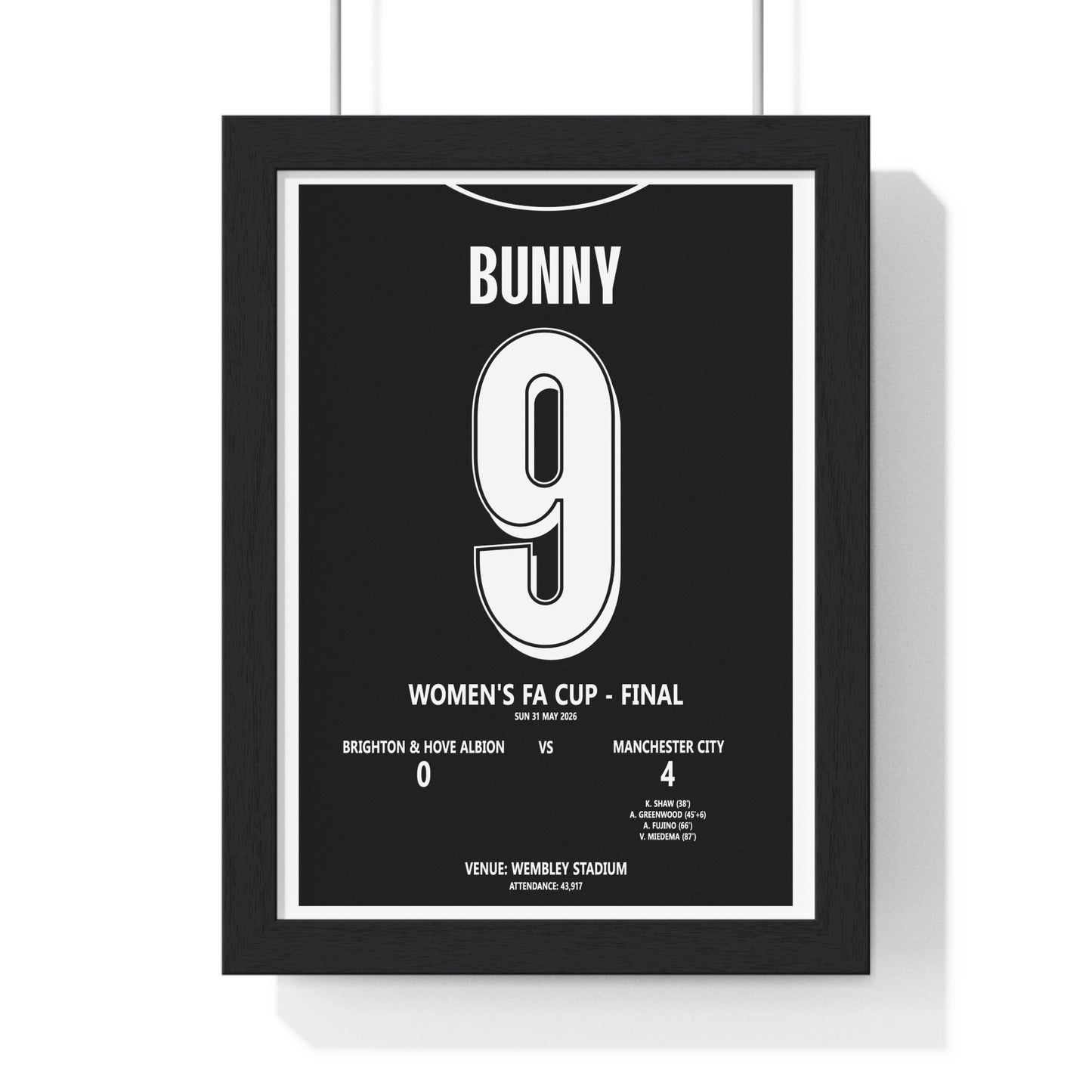 Manchester City Women's FA Cup Final 2026 - Bunny 9 framed football poster