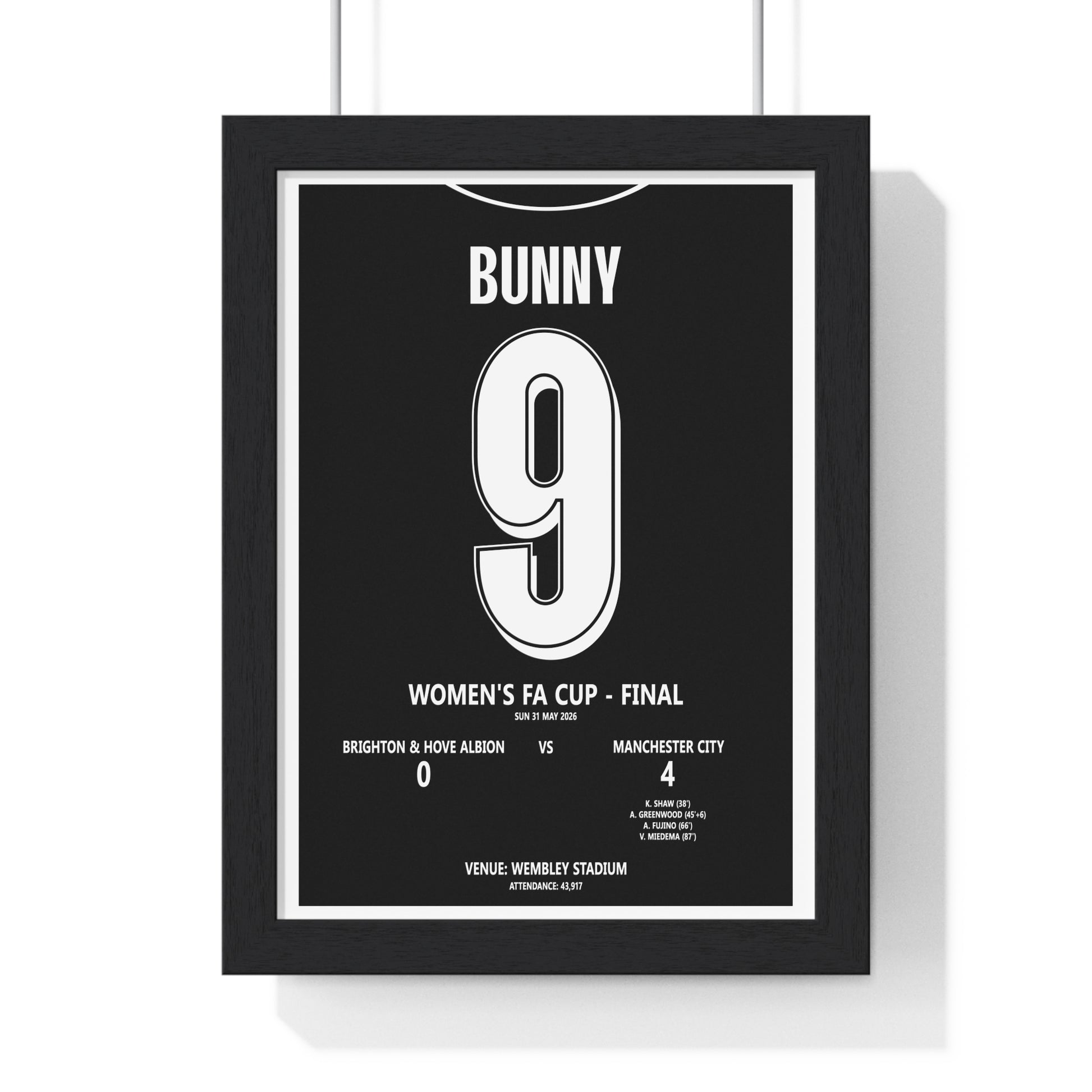 Manchester City Women's FA Cup Final 2026 - Bunny 9 framed football poster