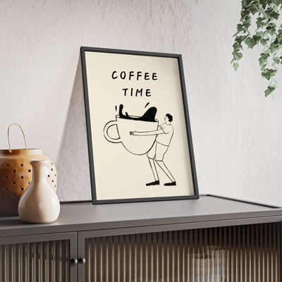 Framed Coffee Time Kitchen Print Funny Coffee print