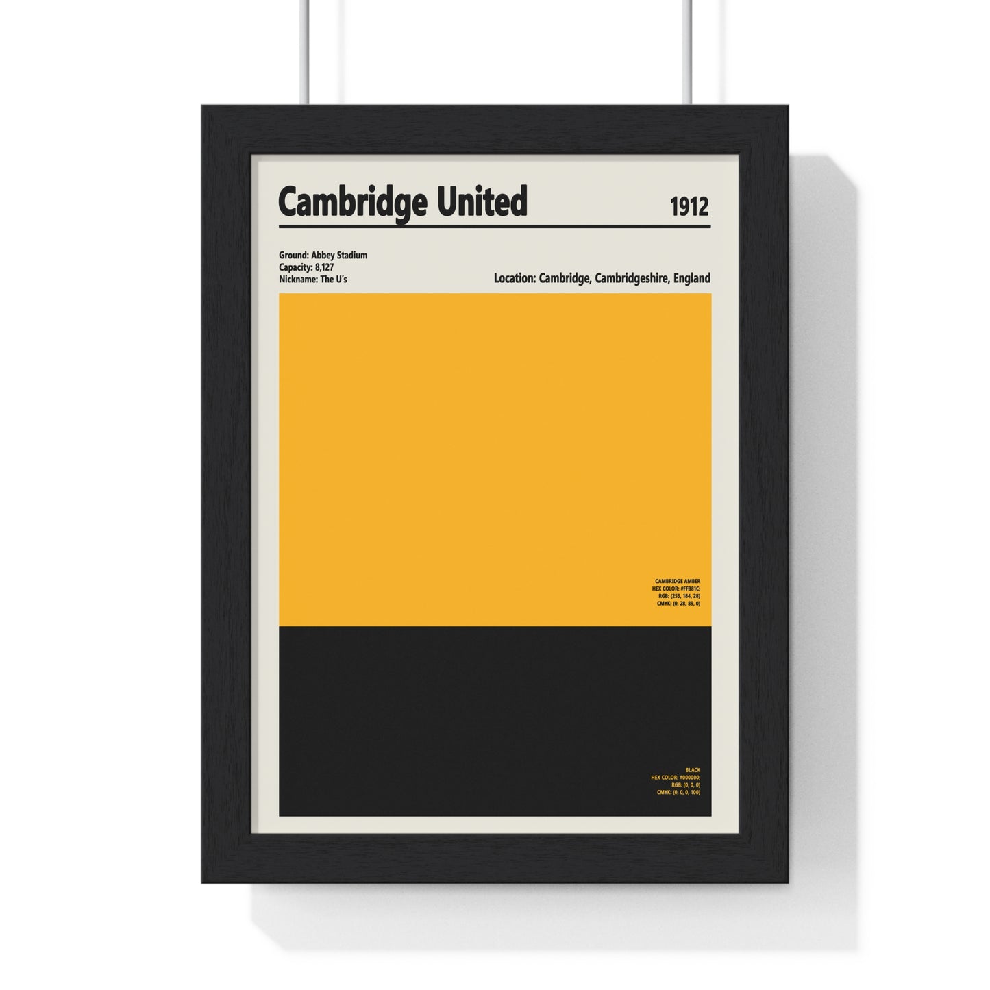Cambridge United colour swatch print in amber and black