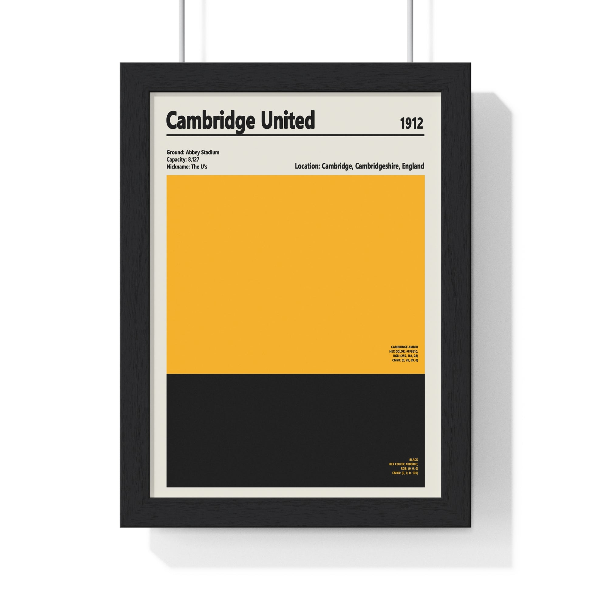 Cambridge United colour swatch print in amber and black