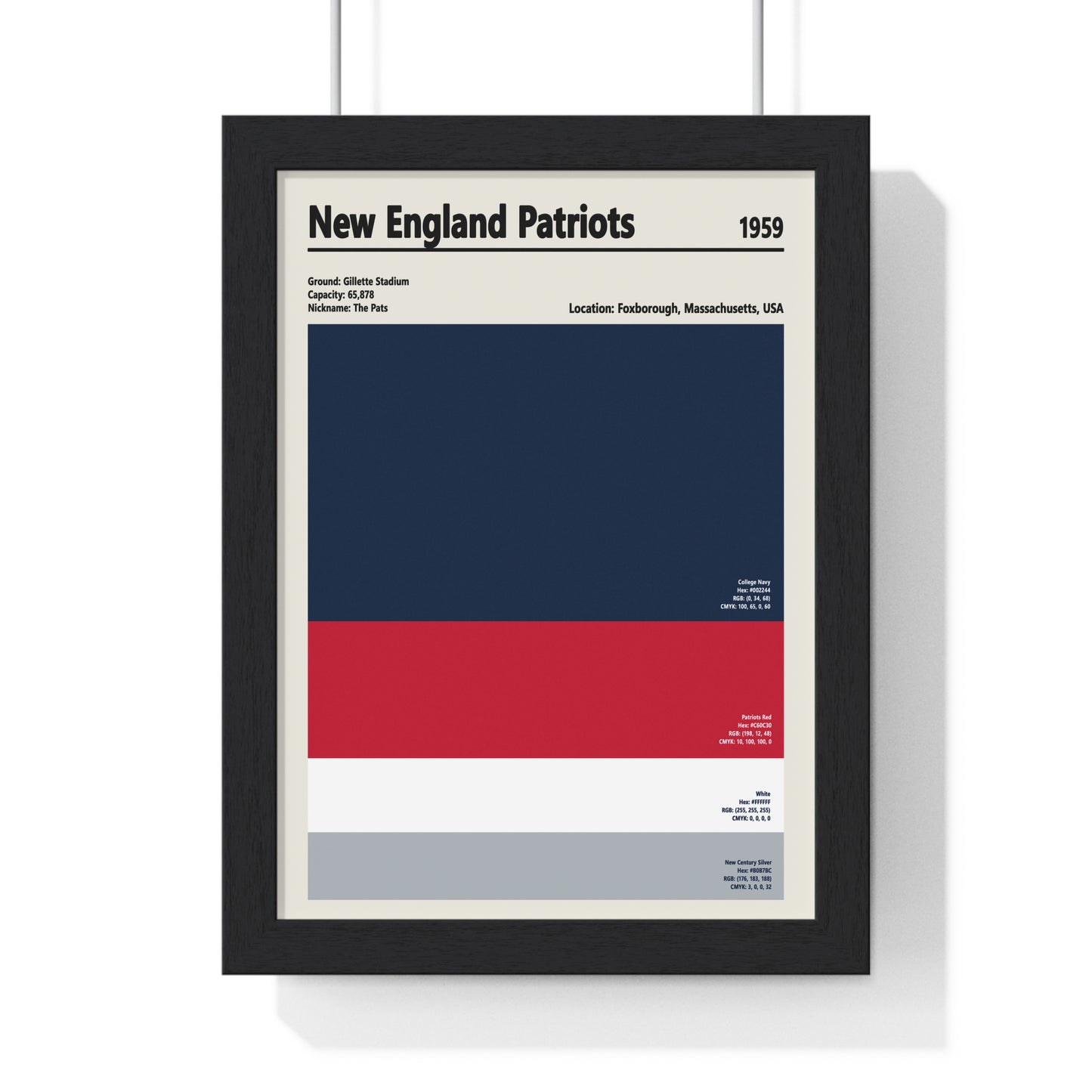 New England Patriots colour swatch wall art print