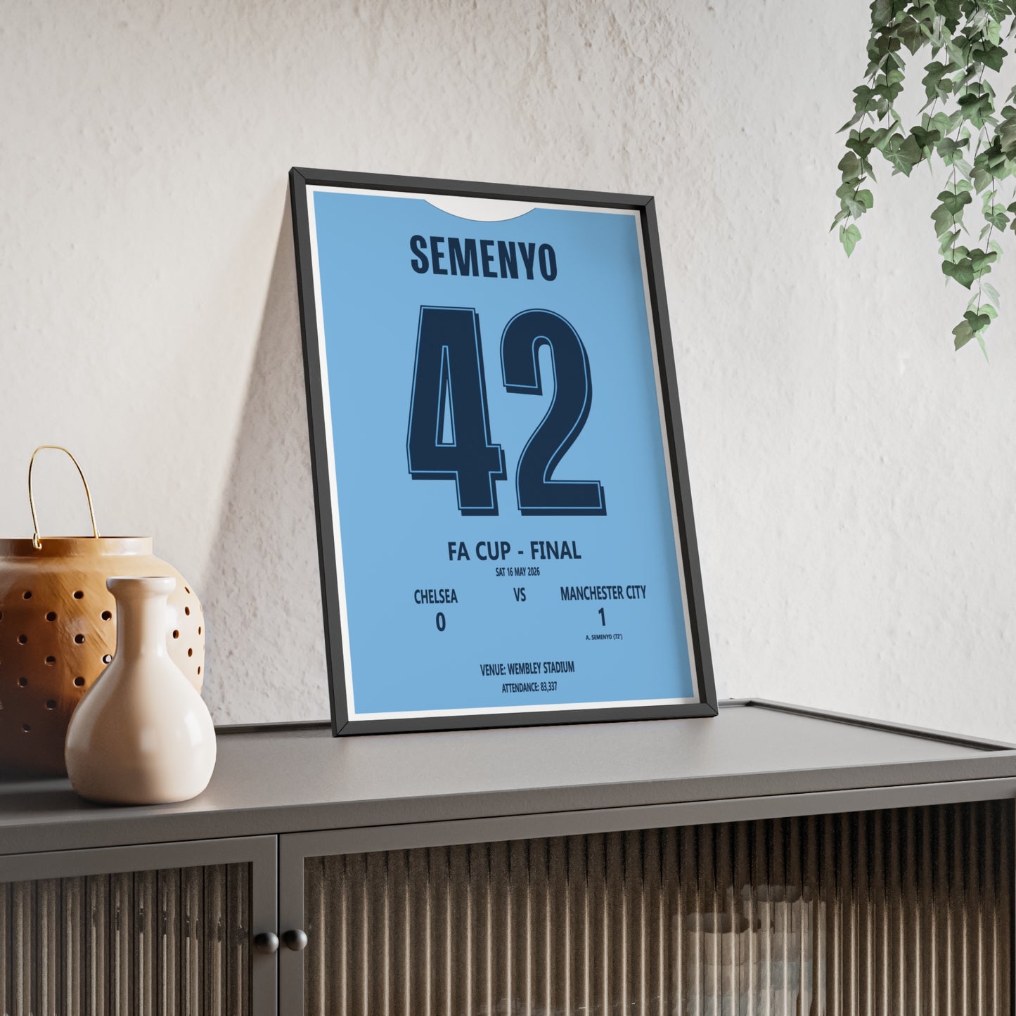 Chelsea 0-1 Manchester City FA Cup Final 2026 Poster - Semenyo 42 Wembley Print