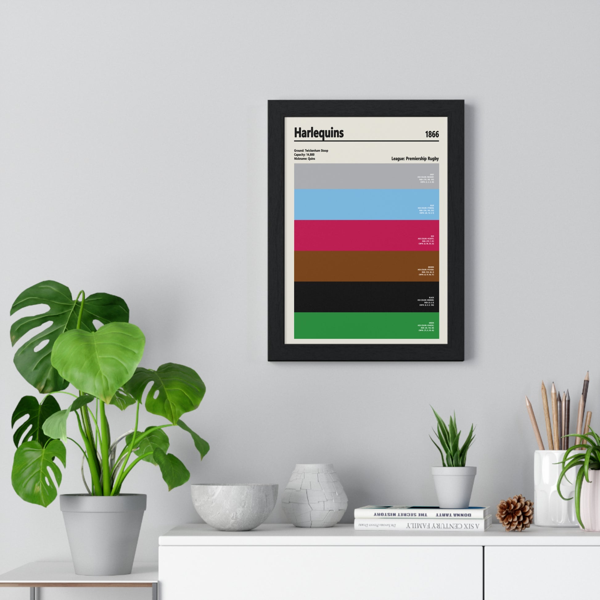 Harlequins colour palette print for rugby fans