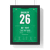 Philadelphia Eagles Saquon Barkley Reverse Hurdle 2024 Poster - Barkley 26 Kelly Green Jersey Print framed in a black frame, ready to hang