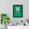 Philadelphia Eagles Saquon Barkley Reverse Hurdle 2024 Poster - Barkley 26 Kelly Green Jersey Print framed on a living room wall