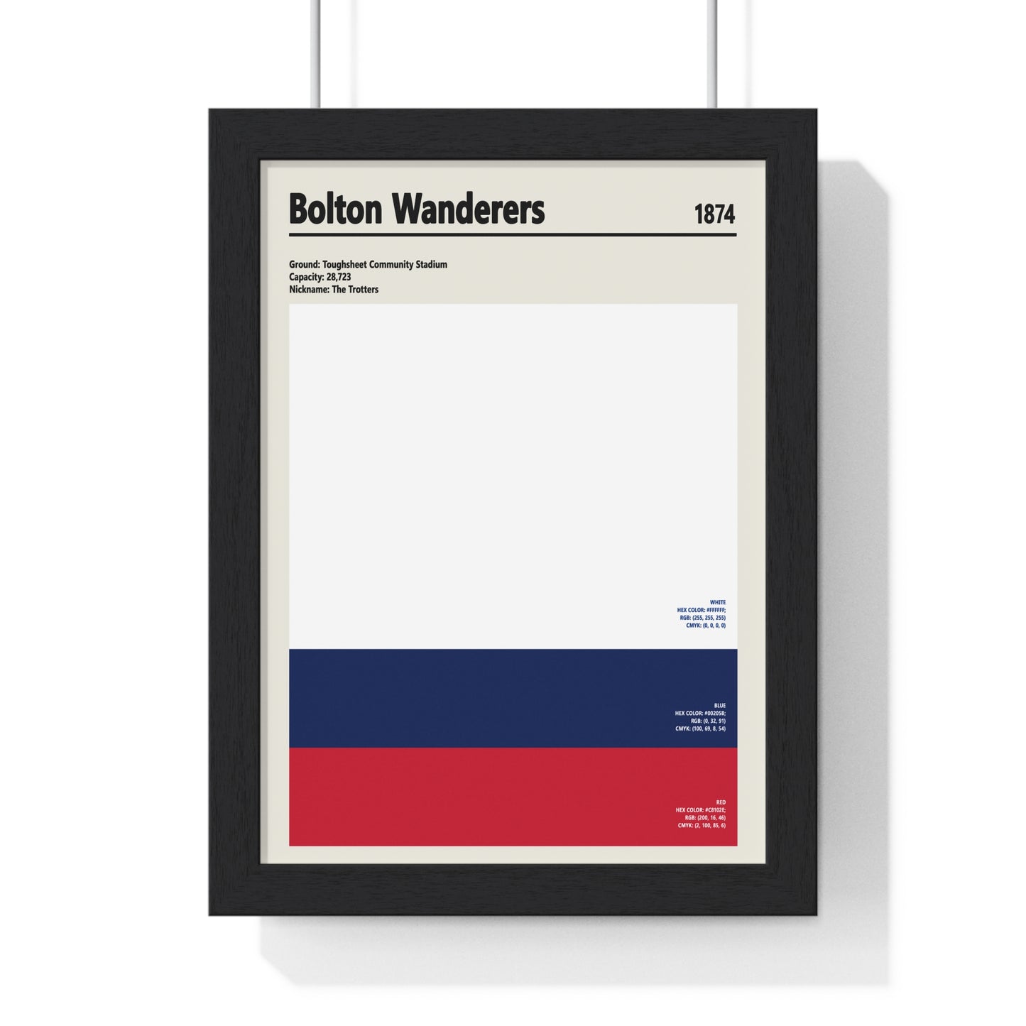 Bolton Wanderers colour swatch print football wall art