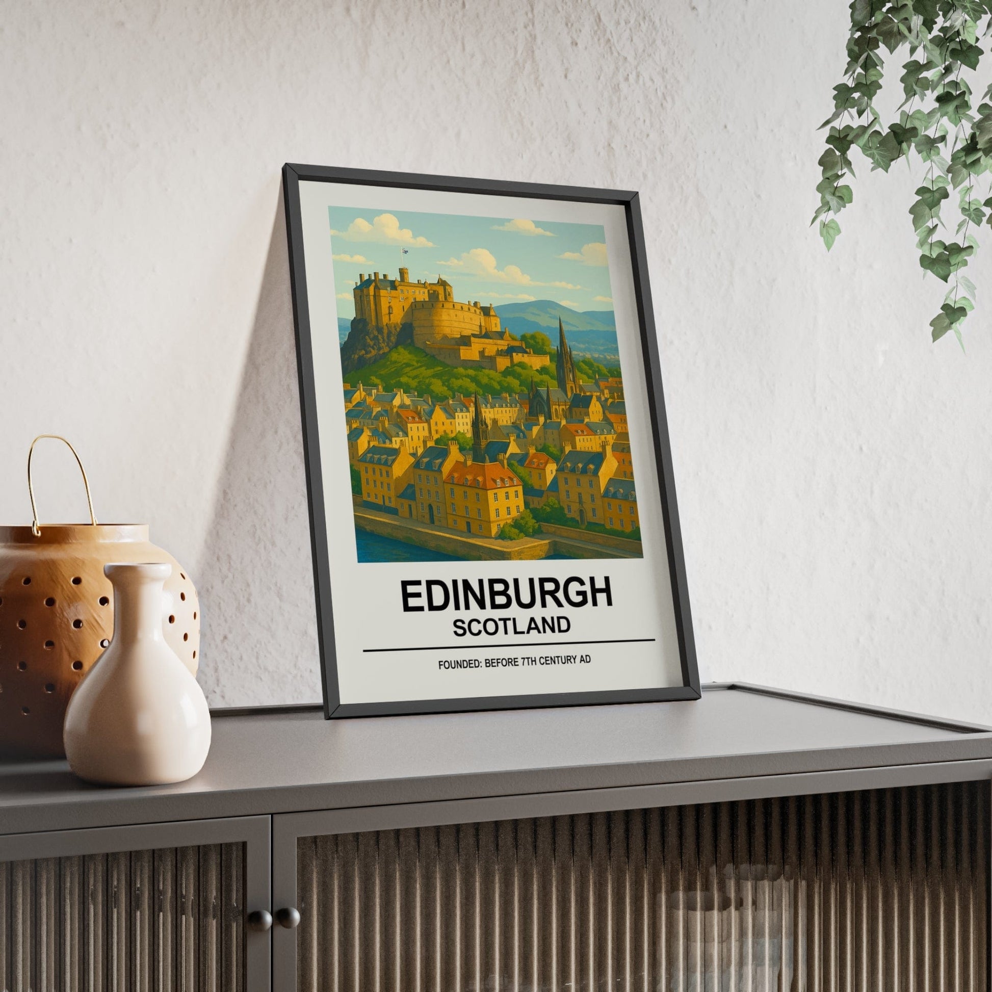 Edinburgh Poster | Scotland Travel Print | Vintage Castle Wall Art - Poster Kingz - A5 (unframed) - 