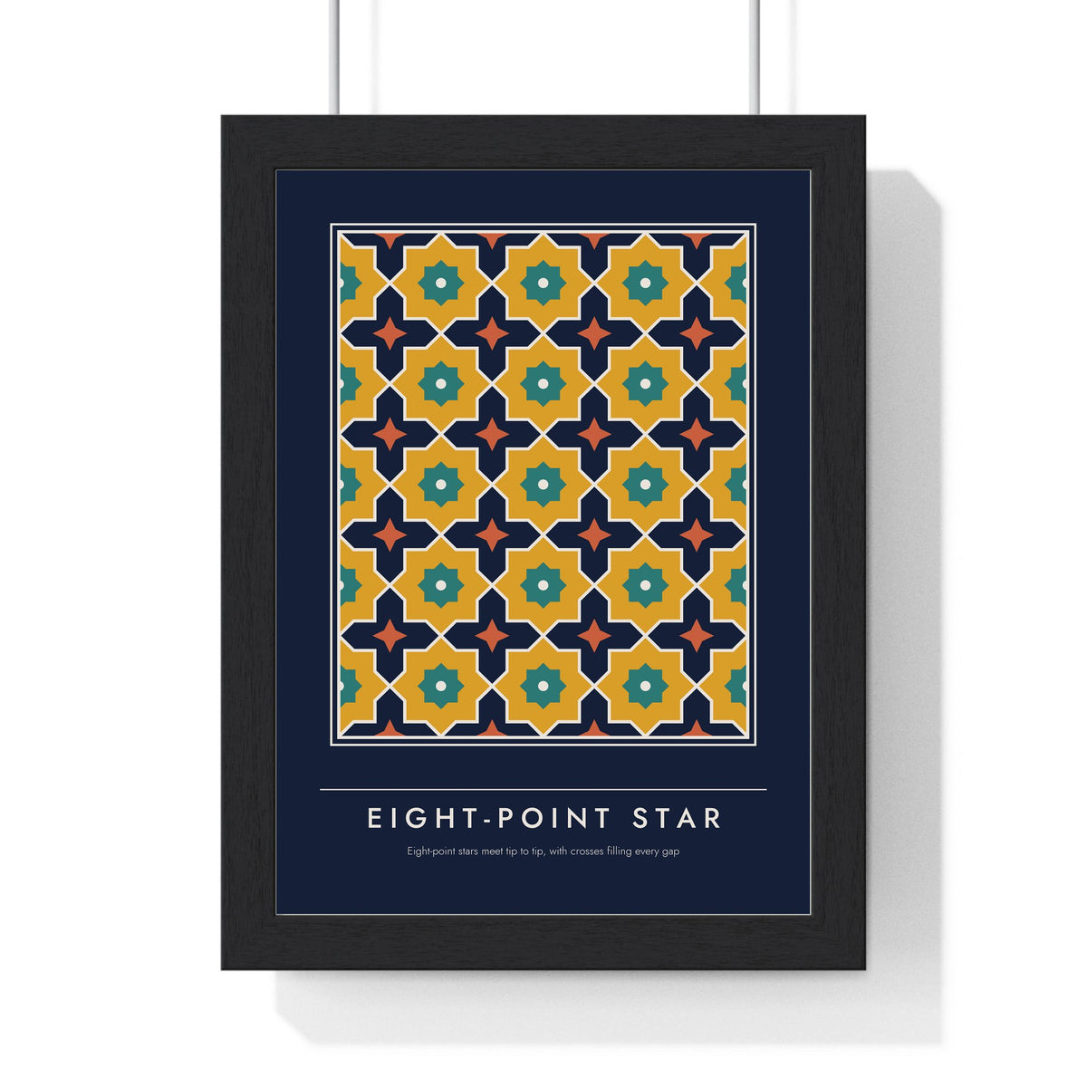Eight-Point Star print framed in a black frame, ready to hang