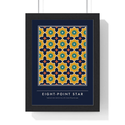 Eight-Point Star print framed in a black frame, ready to hang