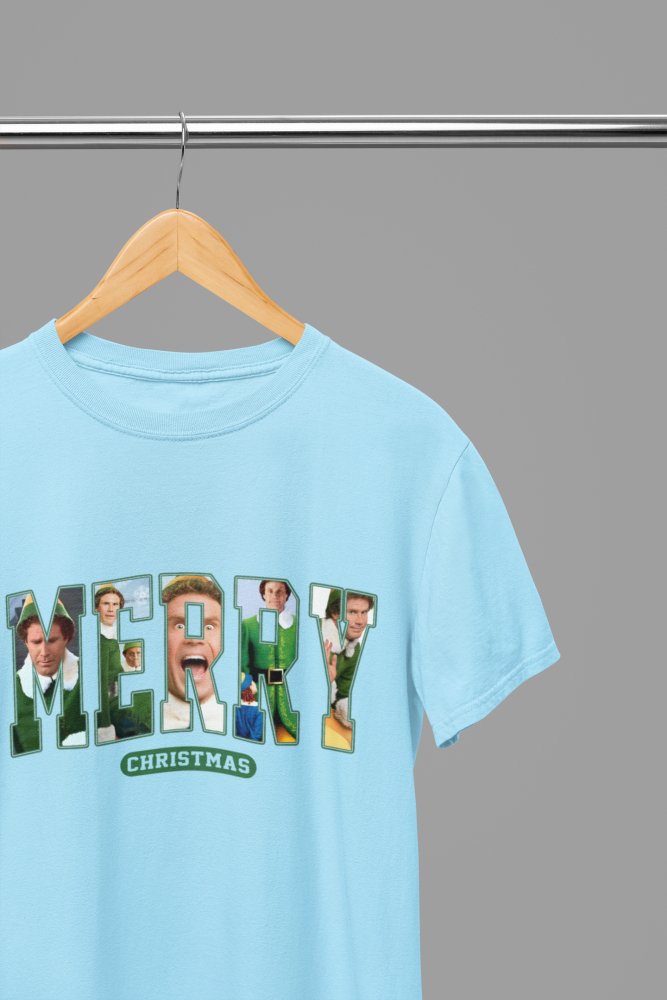 Elf Merry Christmas T-Shirt/Sweatshirt Unisex - Funny Buddy the Elf Holiday Shirt - Poster Kingz - S - T-Shirt - Blue