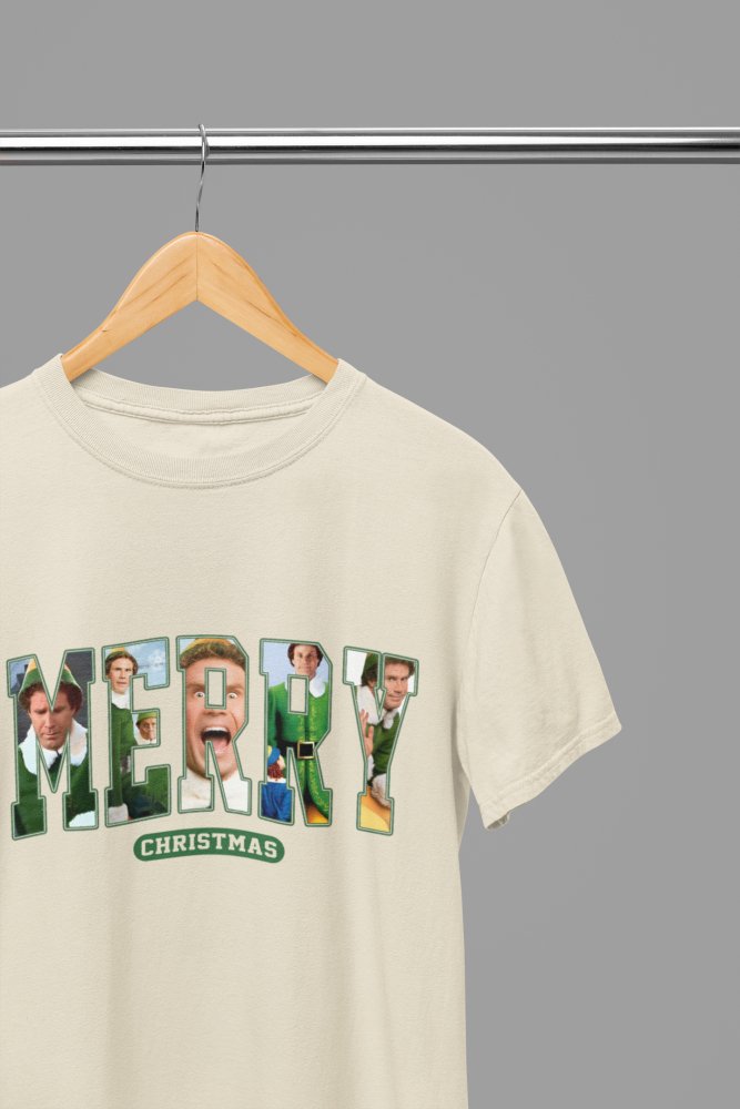 Elf Merry Christmas T-Shirt/Sweatshirt Unisex - Funny Buddy the Elf Holiday Shirt - Poster Kingz - S - T-Shirt - Sand