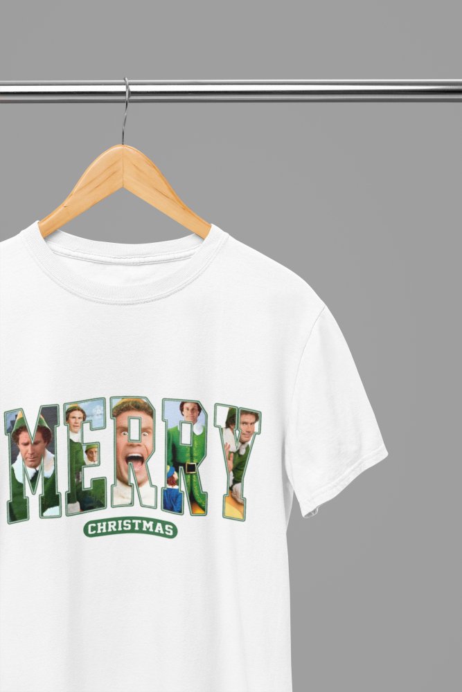 Elf Merry Christmas T-Shirt/Sweatshirt Unisex - Funny Buddy the Elf Holiday Shirt - Poster Kingz - S - T-Shirt - White