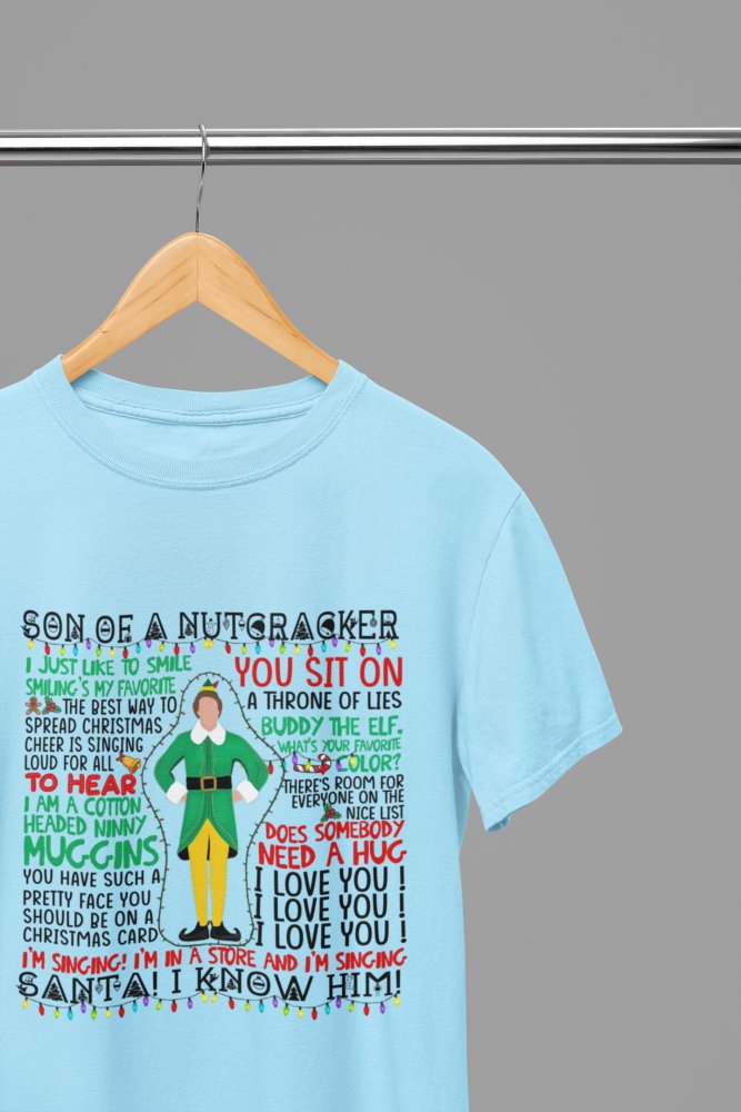 Elf Movie Quotes T-Shirt/Sweatshirt Unisex - Funny Will Ferrell Christmas Shirt - Poster Kingz - S - T-Shirt - Blue