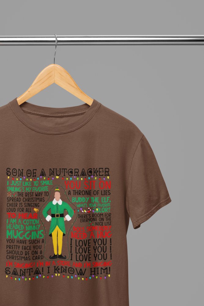 Elf Movie Quotes T-Shirt/Sweatshirt Unisex - Funny Will Ferrell Christmas Shirt - Poster Kingz - S - T-Shirt - Brown