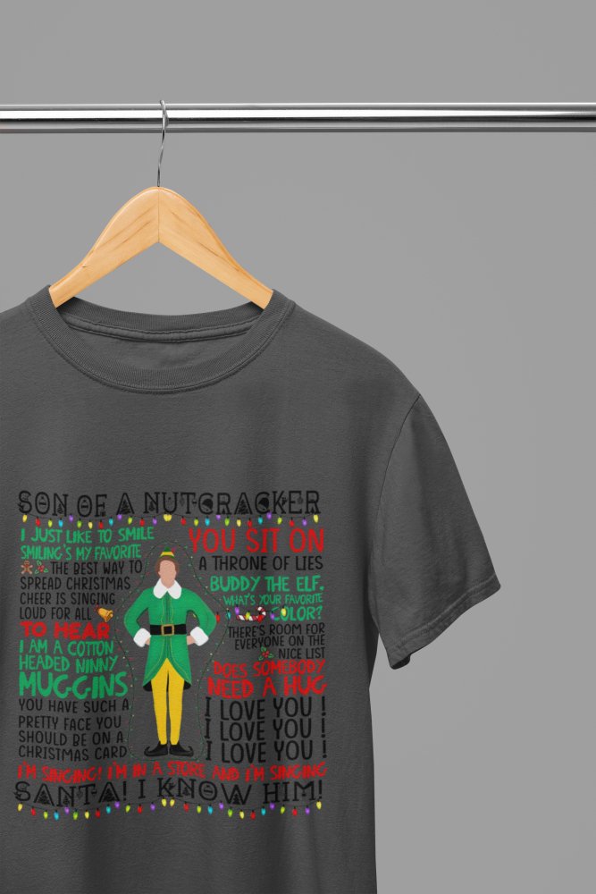 Elf Movie Quotes T-Shirt/Sweatshirt Unisex - Funny Will Ferrell Christmas Shirt - Poster Kingz - S - T-Shirt - Grey