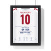 Eli Manning Super Bowl XLII MVP Poster - New York Giants 10 Jersey Print framed in a black frame, ready to hang