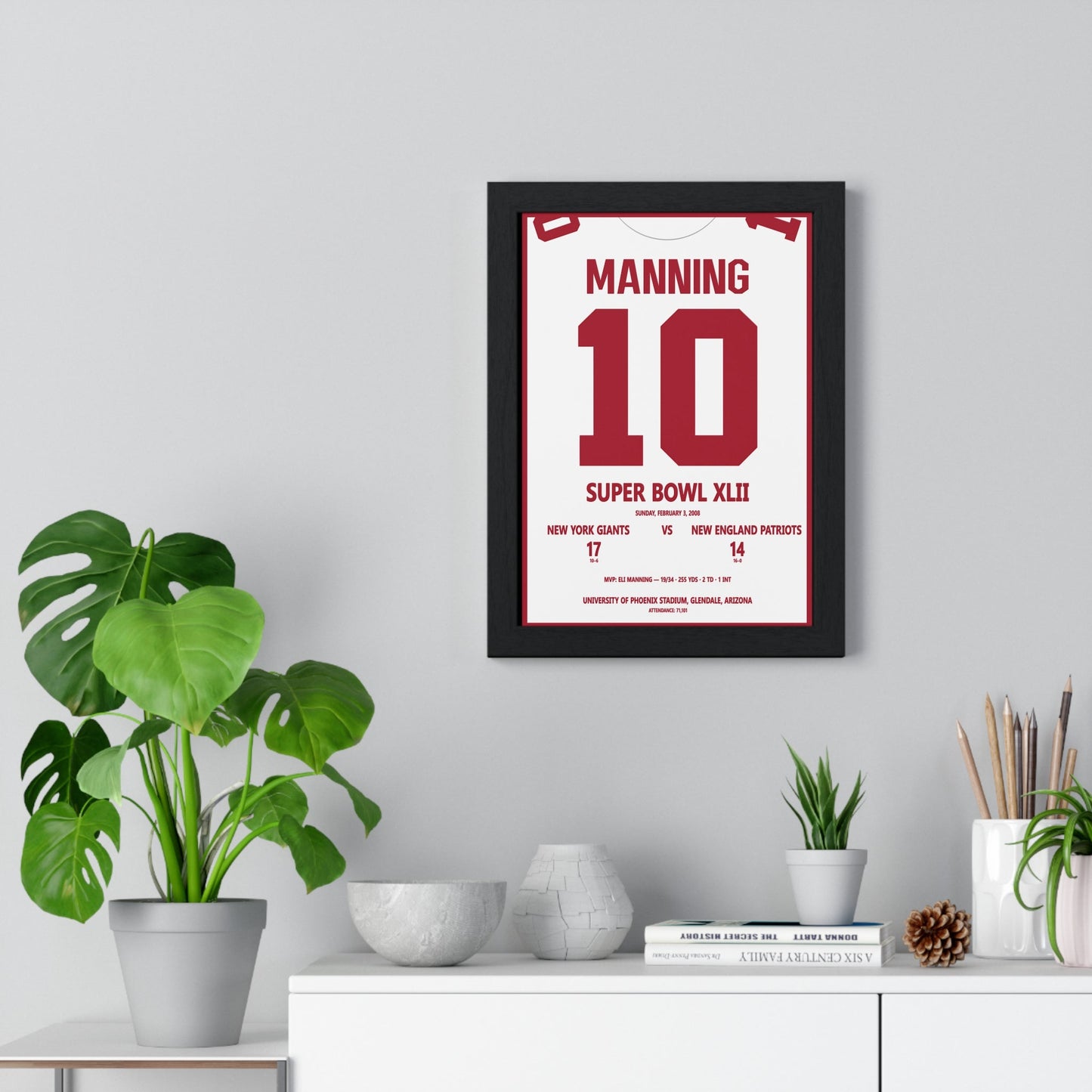Framed Eli Manning Super Bowl XLII MVP Print poster