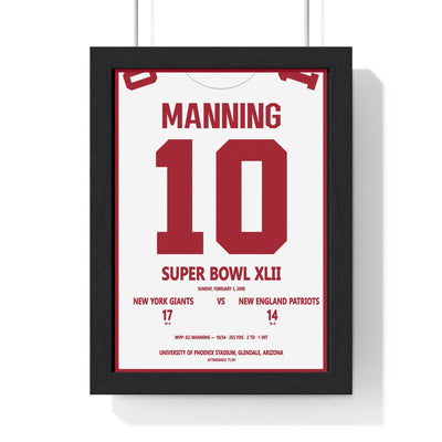 Framed Eli Manning Super Bowl XLII MVP poster