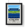 Leeds United Elland Road print framed in a black frame, ready to hang