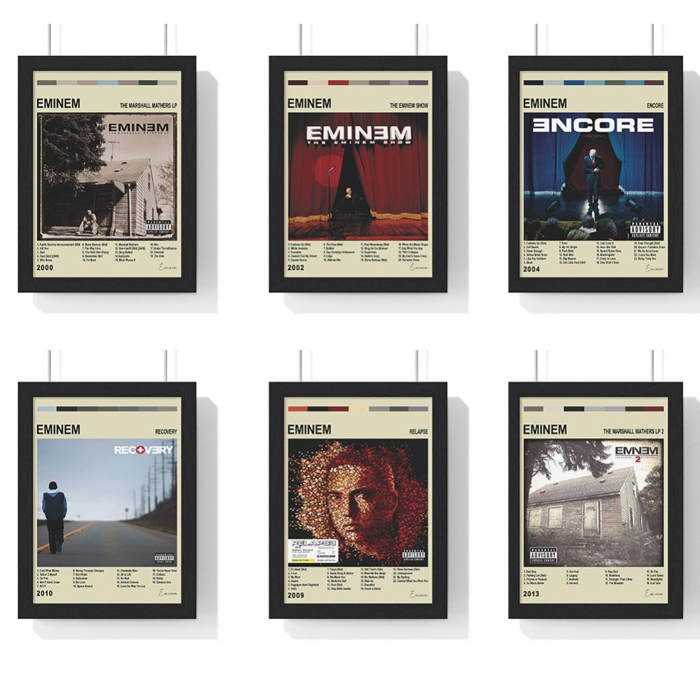 Eminem Album Cover Poster - Poster Kingz - A5 (unframed) - Collection All 6 - Vintage - AlbumCover