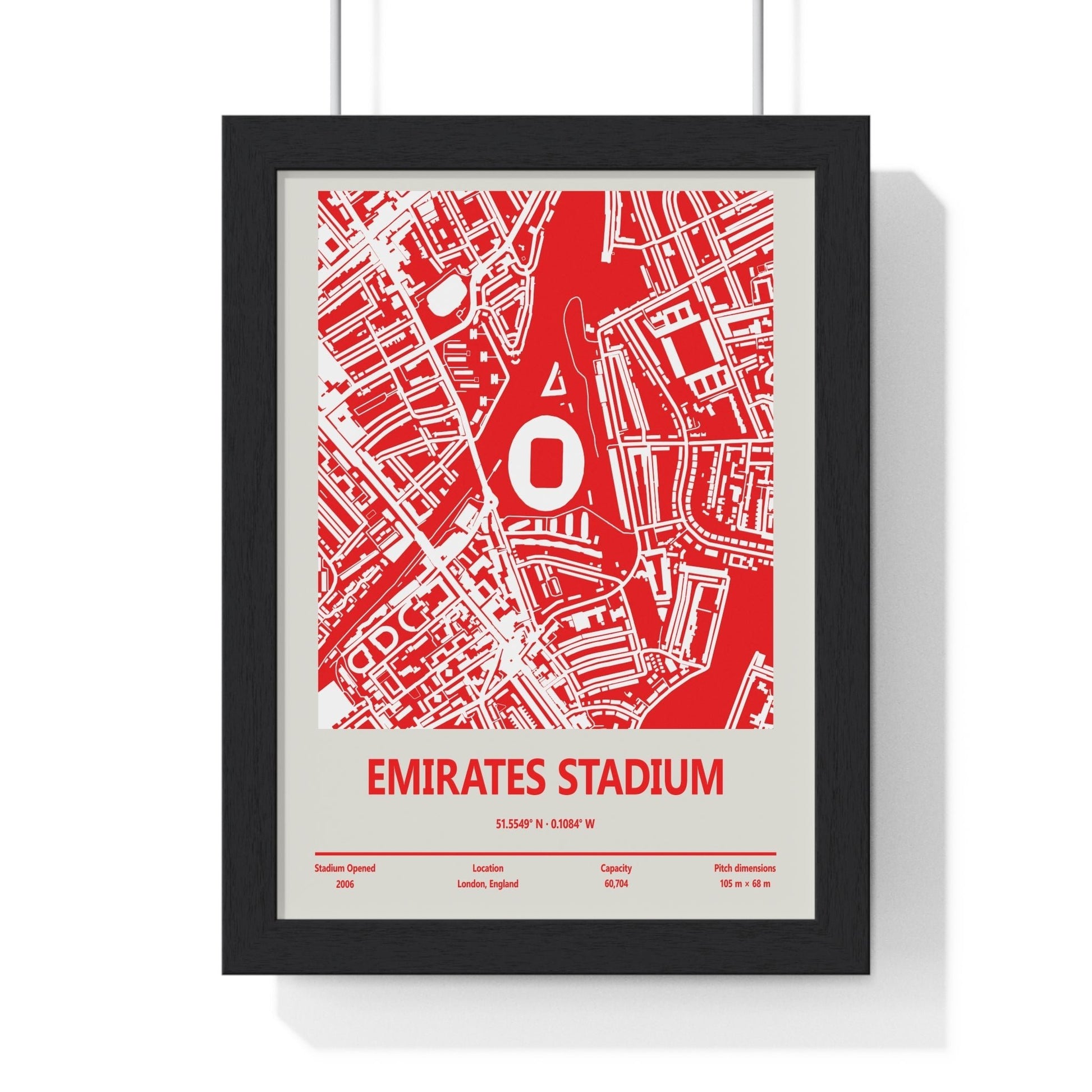 Framed Emirates Stadium map poster