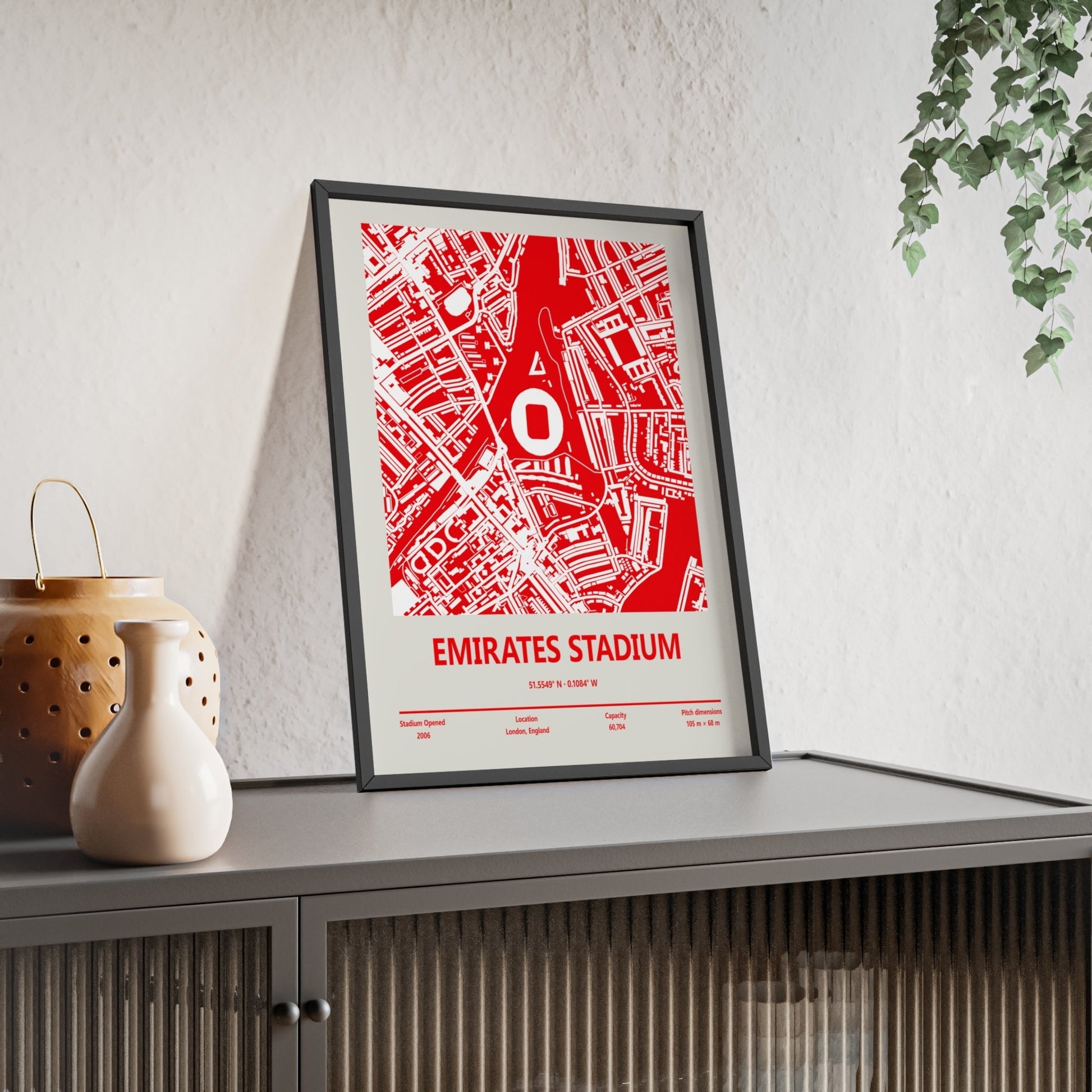 Framed Emirates Stadium map print